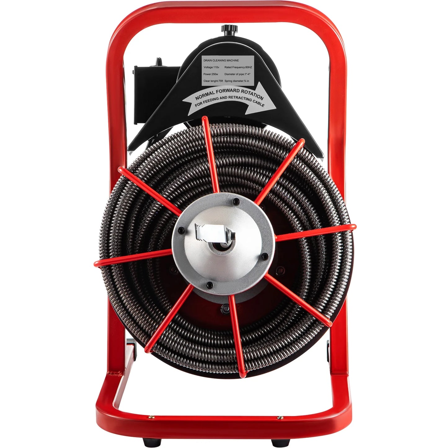 VEVORbrand Drain Cleaning Machine 75ft x 3/8 in Drain Cleaner Machines 250W Electric Drain Auger for 1" to 4" Pipes Electric Drain Snake Sewer Snake Drill w/ Cutters & Glove
