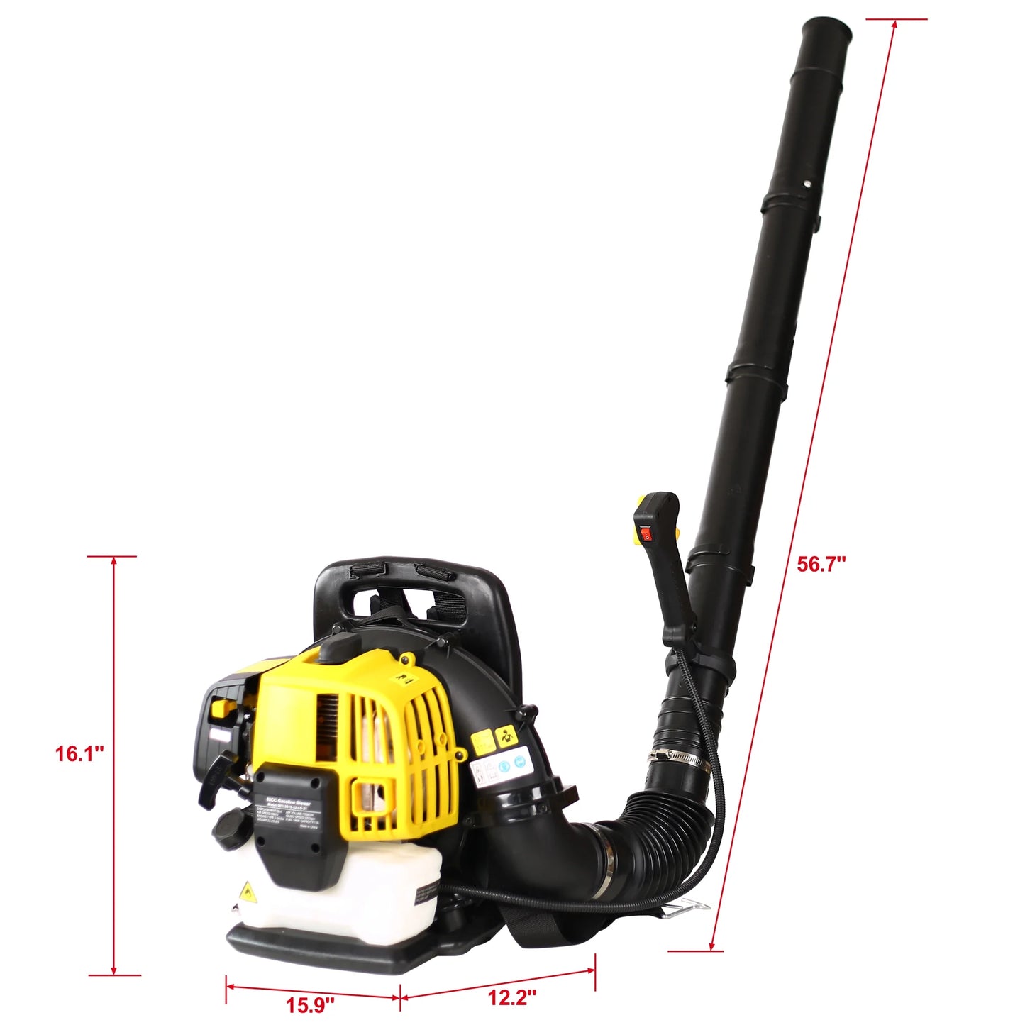 SESSLIFE Backpack Blower, Heavy-Duty Padded Backpack for All Day Comfort, 52CC 2-Cycle Gas Backpack Leaf Blower for Cleaning, Black & Yellow