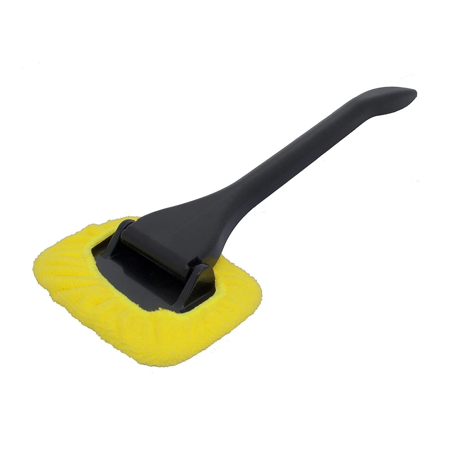 Windshield Car Glass Cleaner Long Handle Pivoting Head Wiper Microfiber Cloth Detail Window Cleaning, Yellow