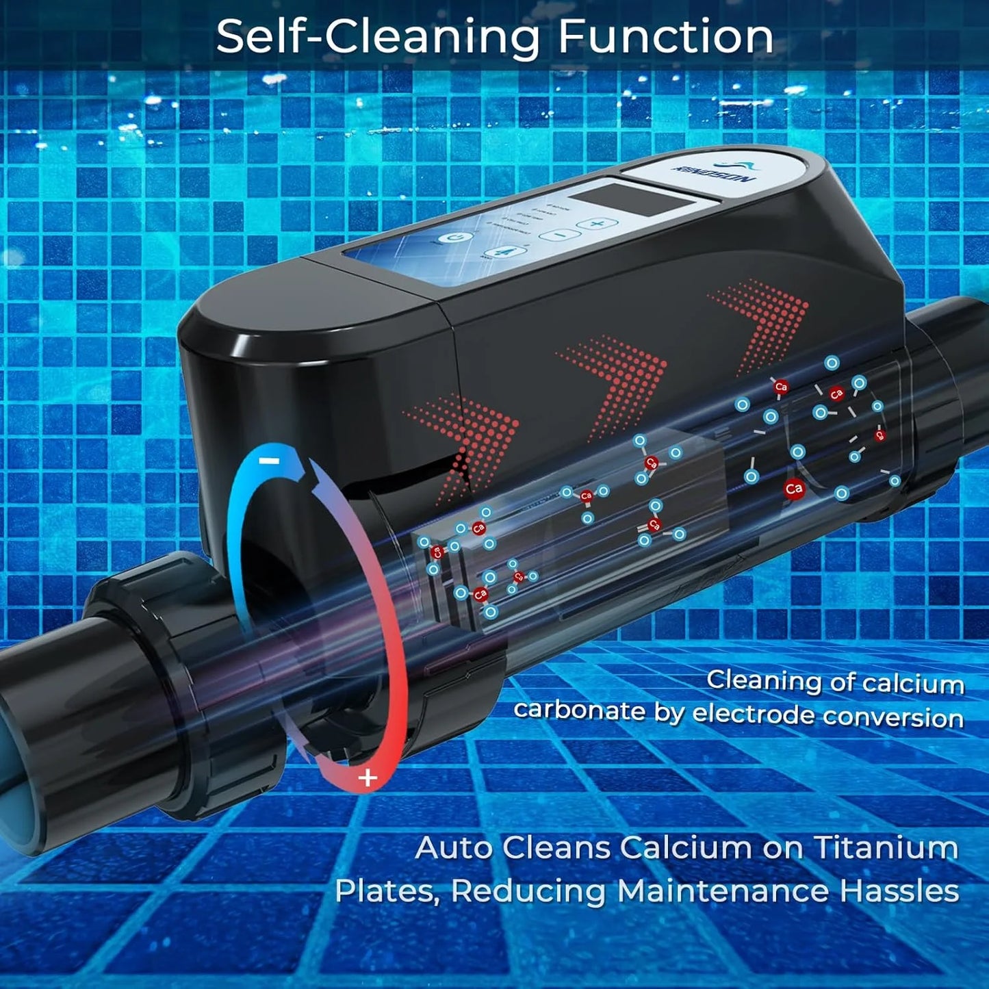 Rinoson Smart Saltwater Pool Chlorinator System Up to 18,000 Gallons Pool, Warranty-App Remote Control & Titanium Plate Self-Cleaning WiFi Salt Chlorine Generator for Pools