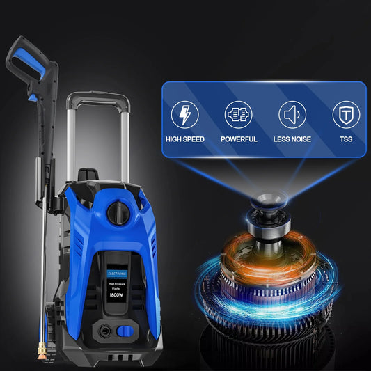 Electric Pressure Washer 4800PSI-Max 2.9GPM Pressure Washer with 25 Foot Hose, 16.4 Foot Power Cord, Soap Tank Car Wash Machine Blue Ideal Cleaning for Patio