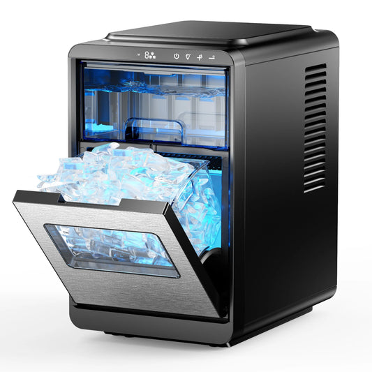 Simzlife Crescent Ice Makers Countertop, 35.9Lbs/24H, 16Pcs in 12Mins, Auto Deep Cleaning, Timer, Portable Crescent Ice Maker Countertop with Crystal-Clear Ice Cubes for Home/Office/Party
