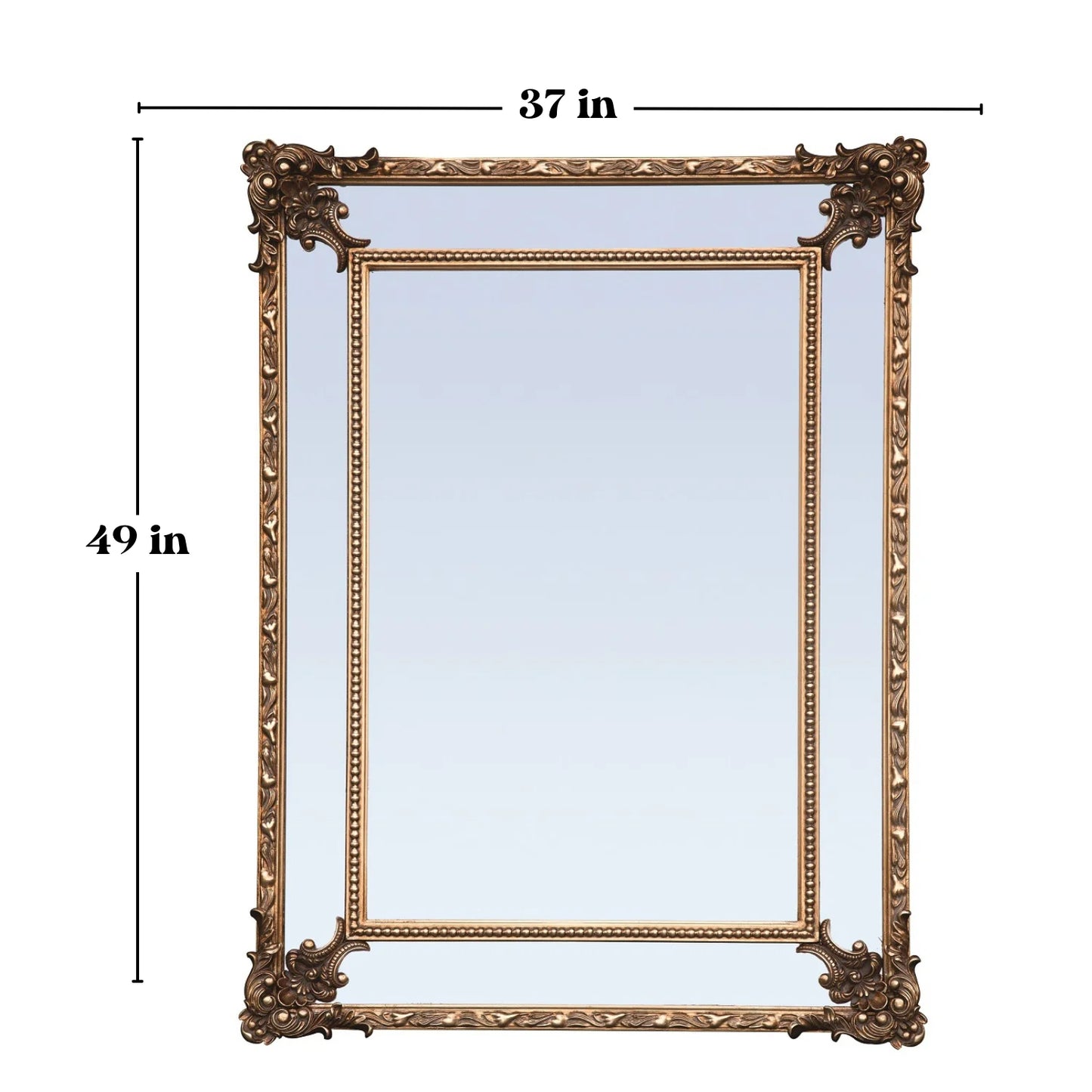 FFPEG Rectangular Baroque Style Antique Gold Mirror - Traditional Old-World Charm -Home Decor