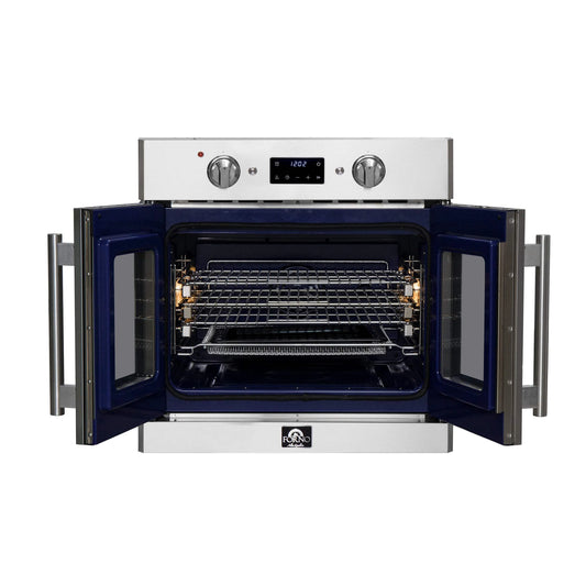 Forno Gallico 30-Inch Electric French Door Wall Oven, Stainless Steel, True Convection, Air Fry, Self-Cleaning