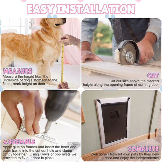 SHZOND Large Dog Door Aluminum Dog Doors W/Extra-Large Flap 17.5" W x 27.7" H Doggie Doors for Large Dog Up to 220lbs