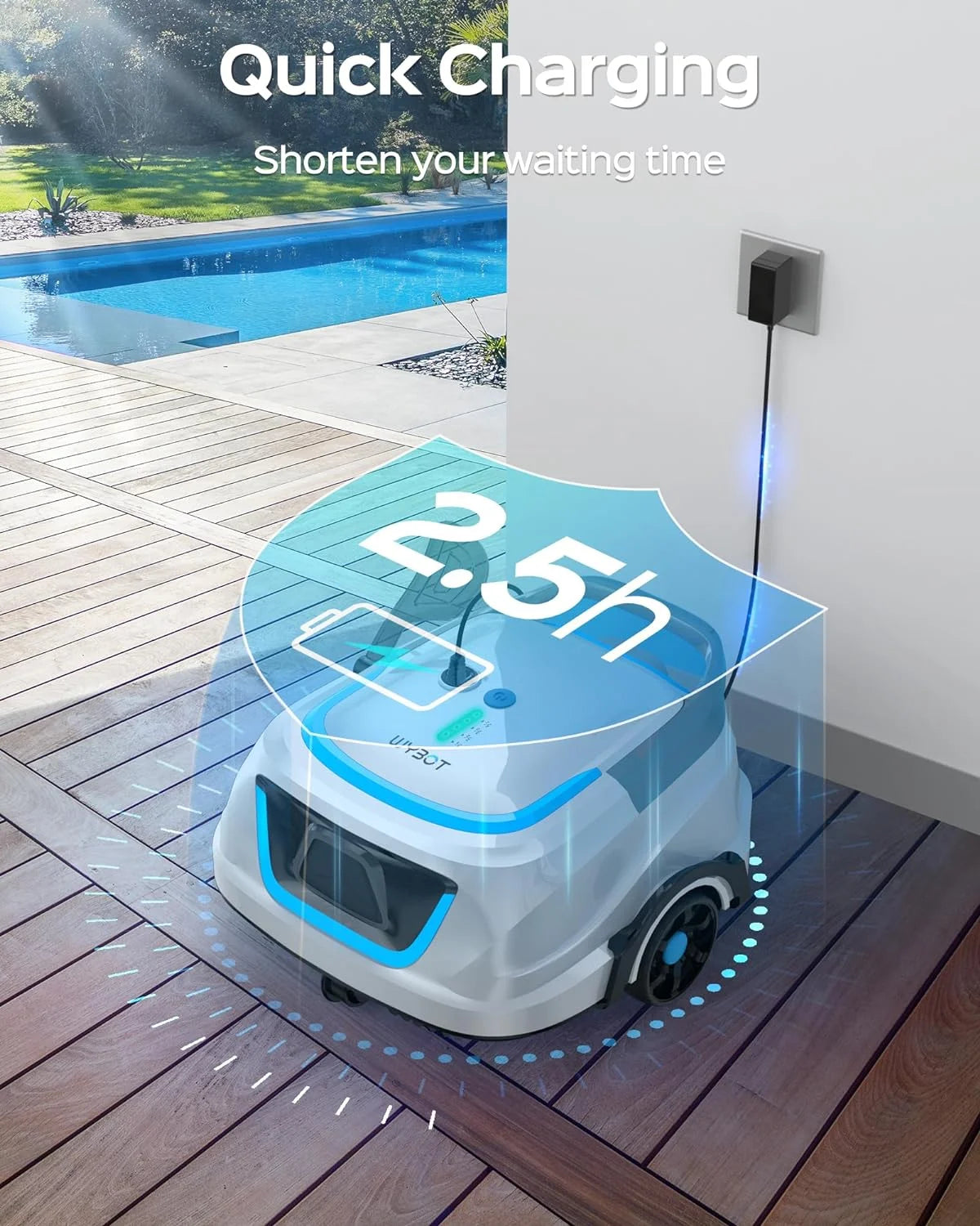 2025 New Upgraded WYBOT A1 Cordless Robotic Pool Vacuum Cleaner - Floor-Only Cleaning for Above Ground Flat-Bottom Pools (Up to 1,076 sq. ft), 120-Min Runtime, Black Green