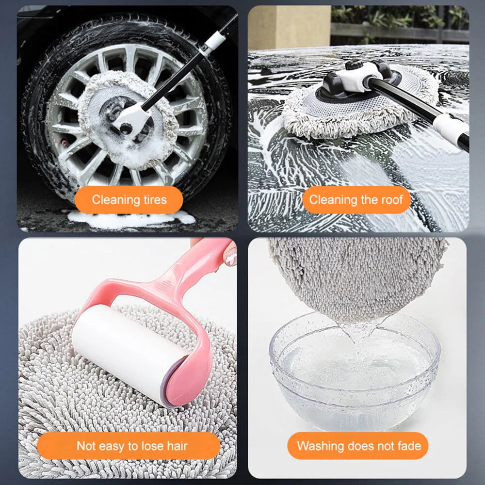 TITOUMI 47.5" 2 in 1 Car Wash Brush Cleaning Mop Kit with Long Handle, Supplies Car Mop for Scratch-Free Car RV Truck SUV