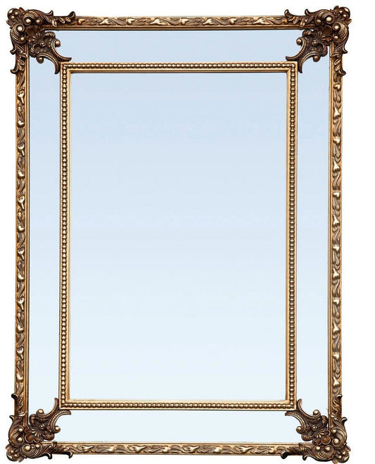 FFPEG Rectangular Baroque Style Antique Gold Mirror - Traditional Old-World Charm -Home Decor