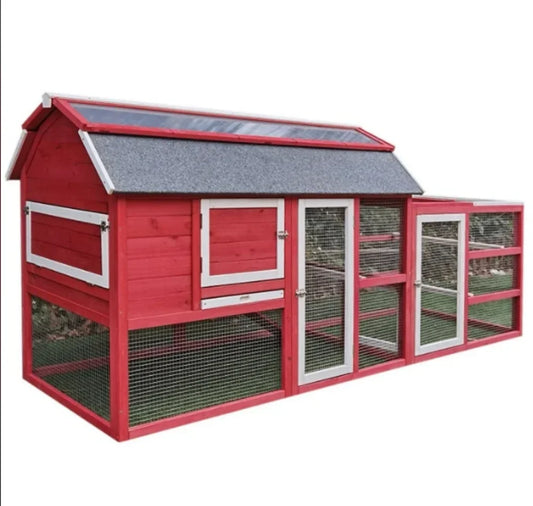 Chicken Coop Outlet Large 102" Wood Backyard Hen House Nesting Box & Run & Cleaning Tray