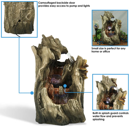 Sunnydaze Indoor Home Decorative Cascading Caves Waterfall Tabletop Water Fountain with LED Lights - 14"