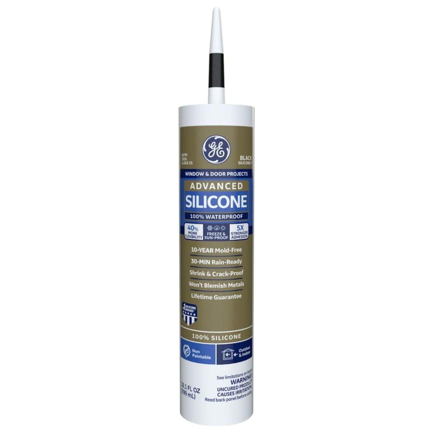 (12 pack) GE Advanced Silicone Window &amp; Door Sealant. Pack of 1. Black 10.1 fl oz Cartridge