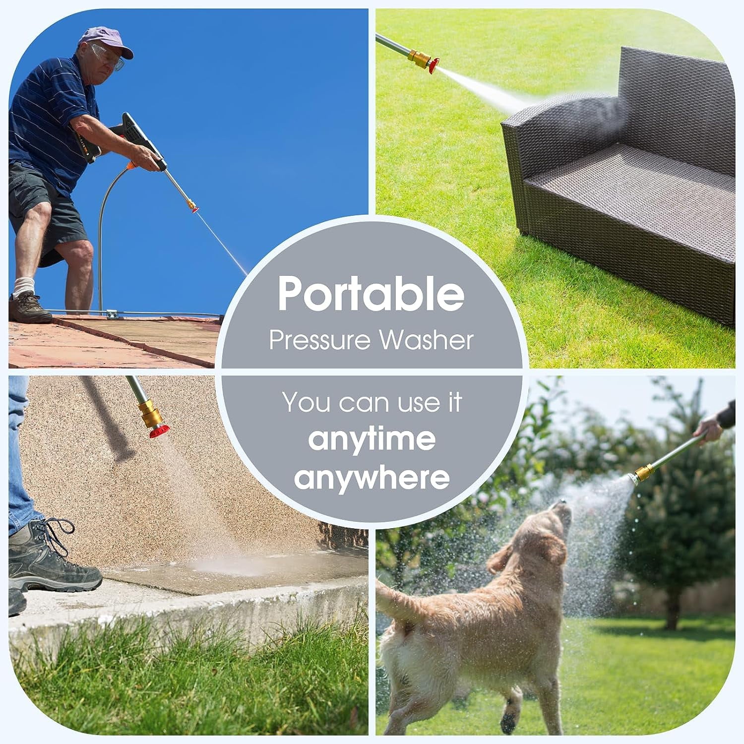 Andoe Cordless Pressure Washer, Portable High Power Pressure Washer with 2 Batteries for Car Cleaning
