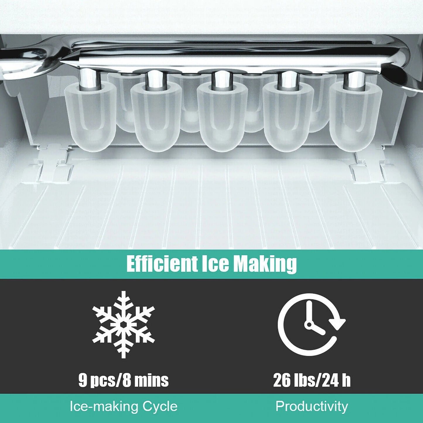 Costway Portable Ice Maker Machine Countertop 26Lbs/24H Self-cleaning w/ Scoop Green
