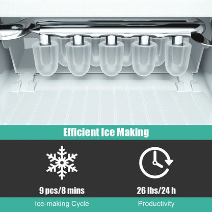 Costway Portable Ice Maker Machine Countertop 26Lbs/24H Self-cleaning w/ Scoop Green