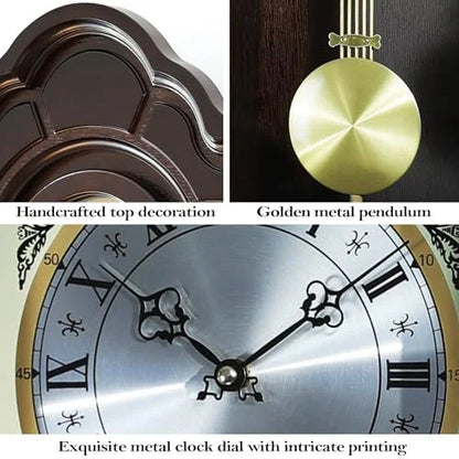 ? 26IN Grandfather Vintage Wall Clock with Pendulum and Chime, Hour/Quarter-Hour Chime, Elmwood Frame, Large Vintage Wall Clock for Living Room,Home Decor Gift