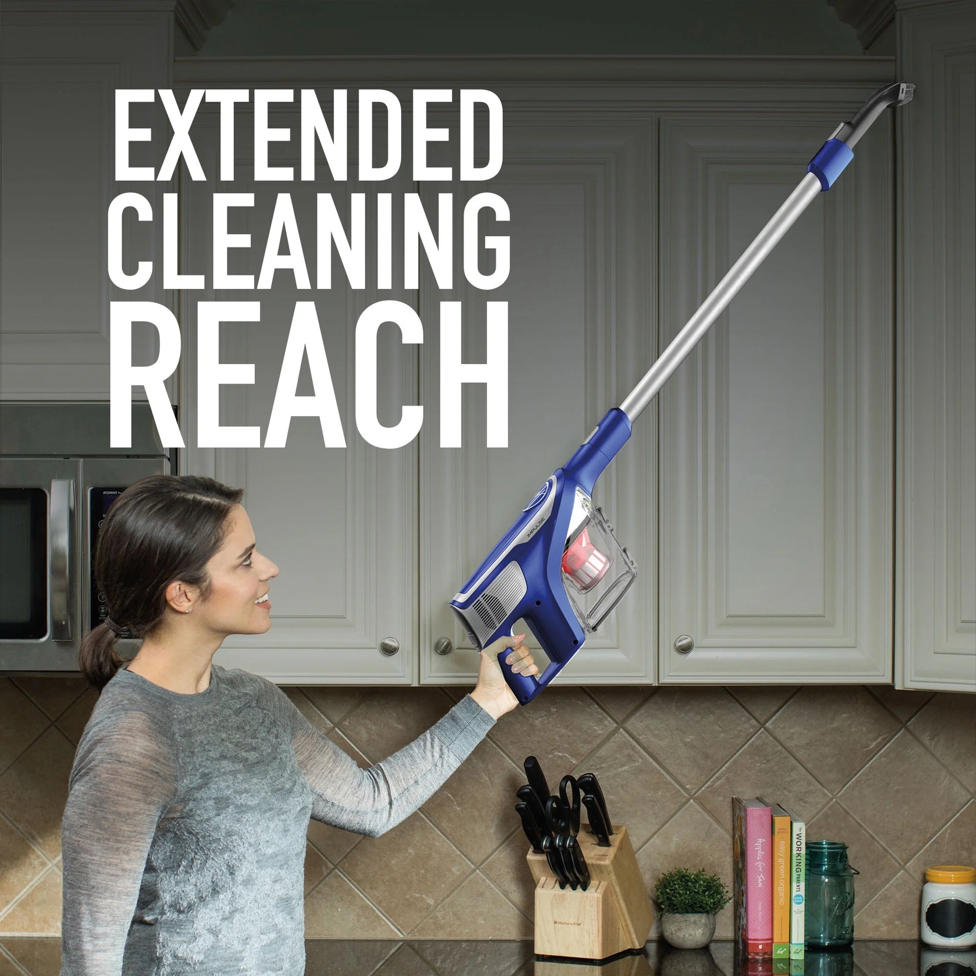 Hoover IMPULSE Pet Cordless Stick Vacuum Cleaner, BH53020, Lightweight, Powerful Suction, Pet Hair, Hard Floor, Carpet, HEPA Filter, Self-Cleaning Brushroll, LED Headlights, Rechargeable