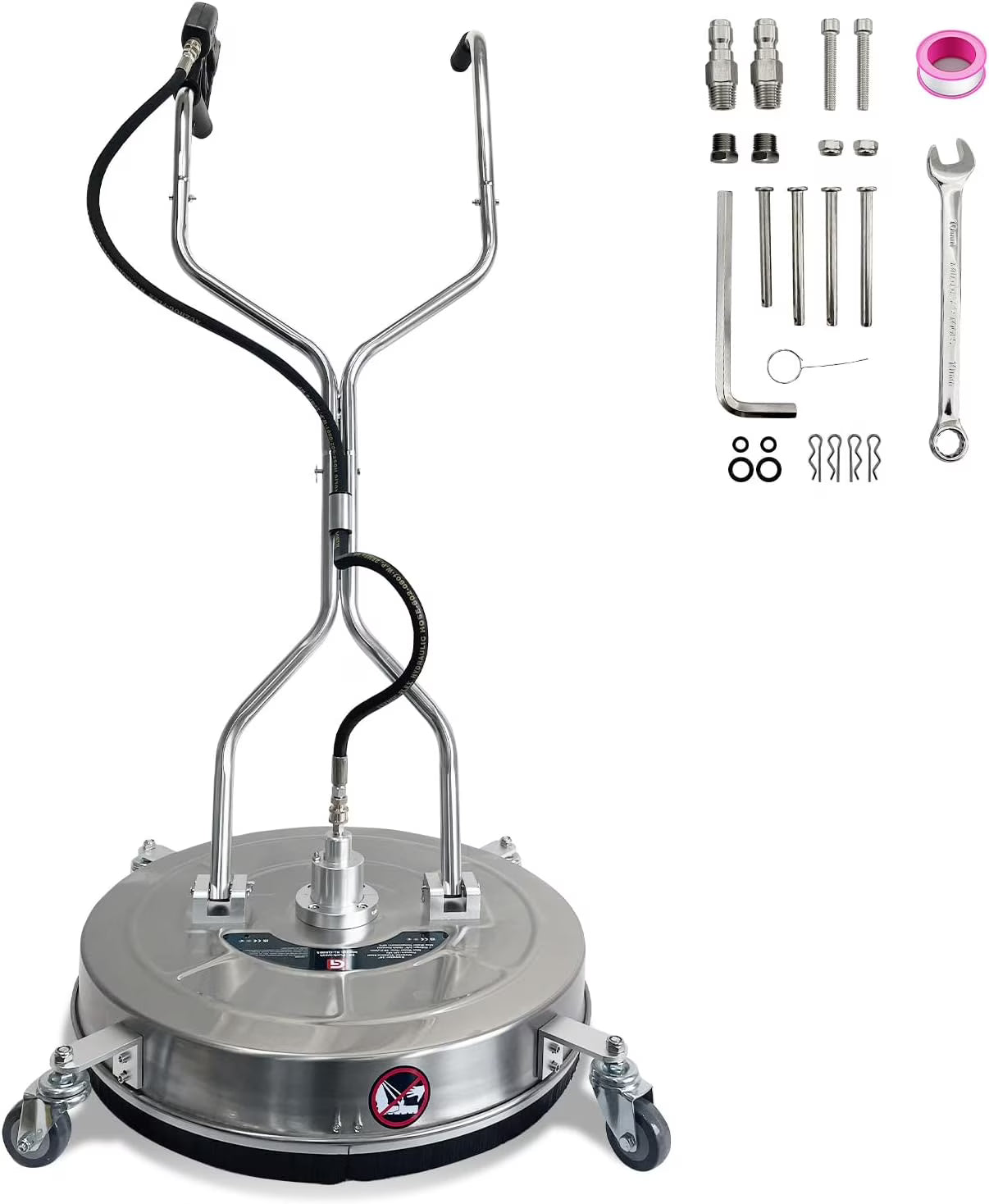 Garvee 24" Pressure Washer Surface Cleaner with Dual Handles �C Stainless Steel, 4-Wheel Design for Driveways, Sidewalks, Curbs, Decks, & Patios �C 4900 PSI, High-Efficiency Cleaning Accessory