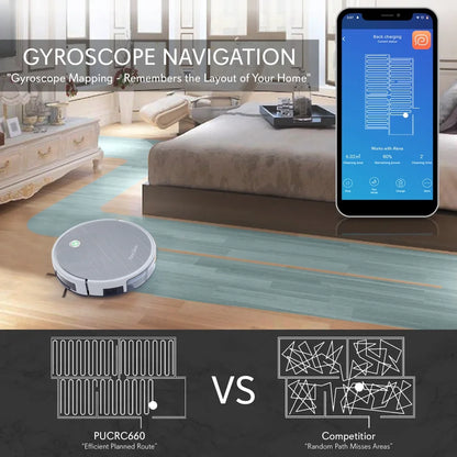Pure Clean PUCRC660 - Smart Robot Vacuum Cleaner - Robot Cleaning Vacuum with Downloadable App and Remote Control