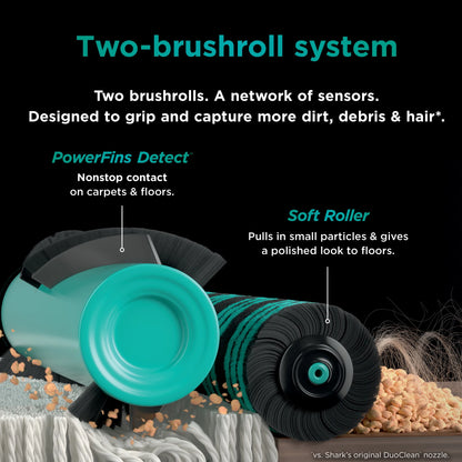 Shark POWERDETECT Upright Vacuum, Pet-Friendly, Two Brushroll System, Powerful Suction, DuoClean Detect, Self-cleaning Brushroll, Odor Neutralizer, LED Lights, AZ4000 Black/Teal