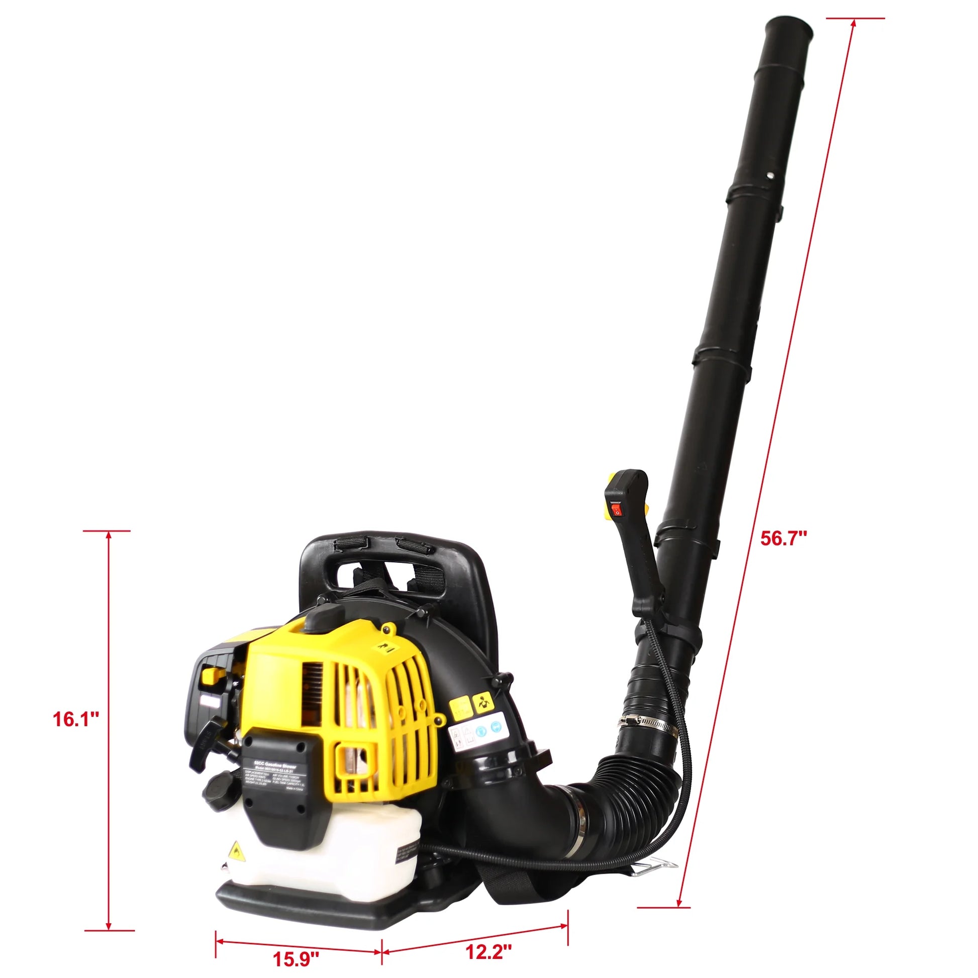 SESSLIFE Backpack Blower, Heavy-Duty Padded Backpack for All Day Comfort, 52CC 2-Cycle Gas Backpack Leaf Blower for Cleaning, Black & Yellow