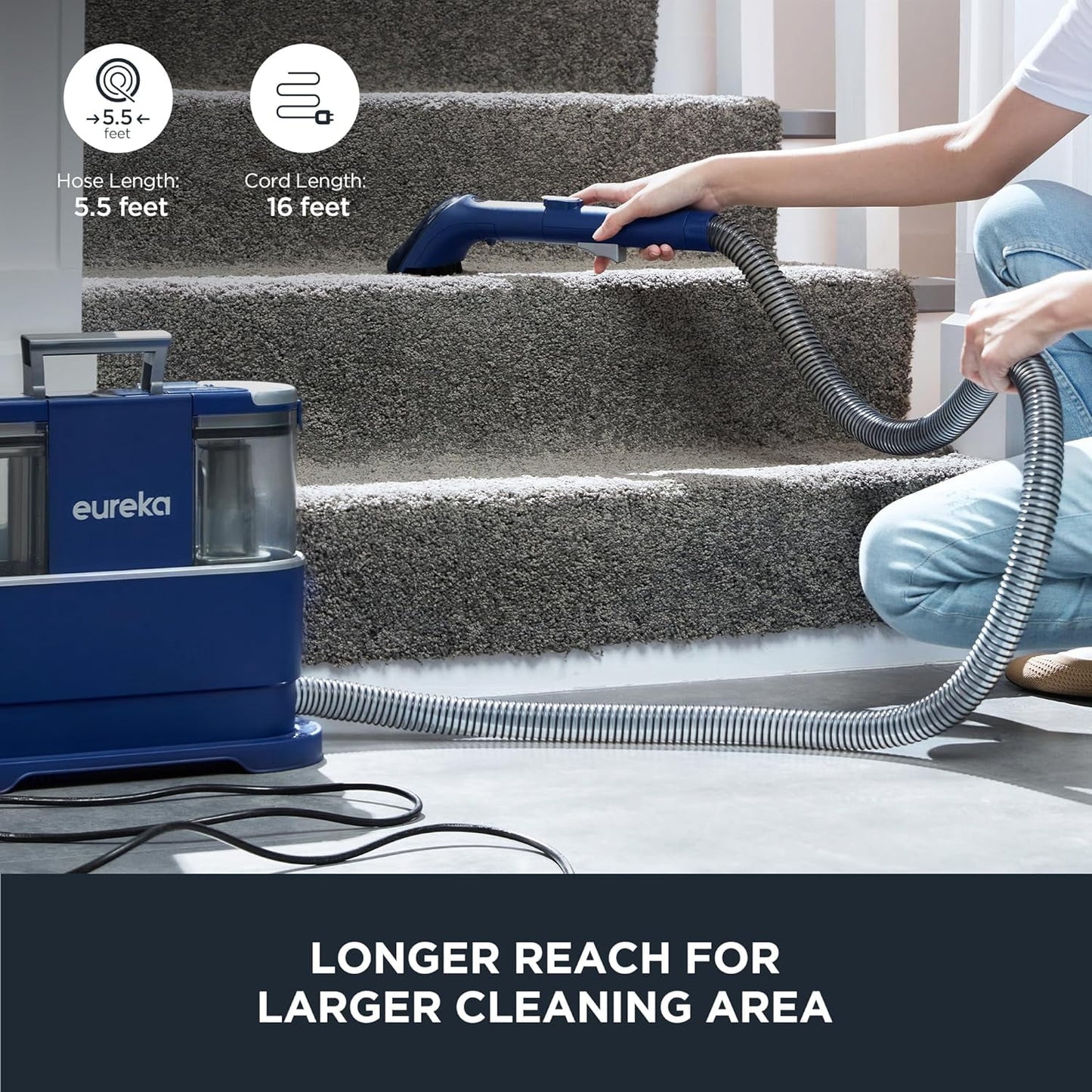 Eureka Portable Carpet and Upholstery Cleaner, Spot Cleaner for Pets, 50.7oz Large Water Tank, NEY100 with Cleaning Formula