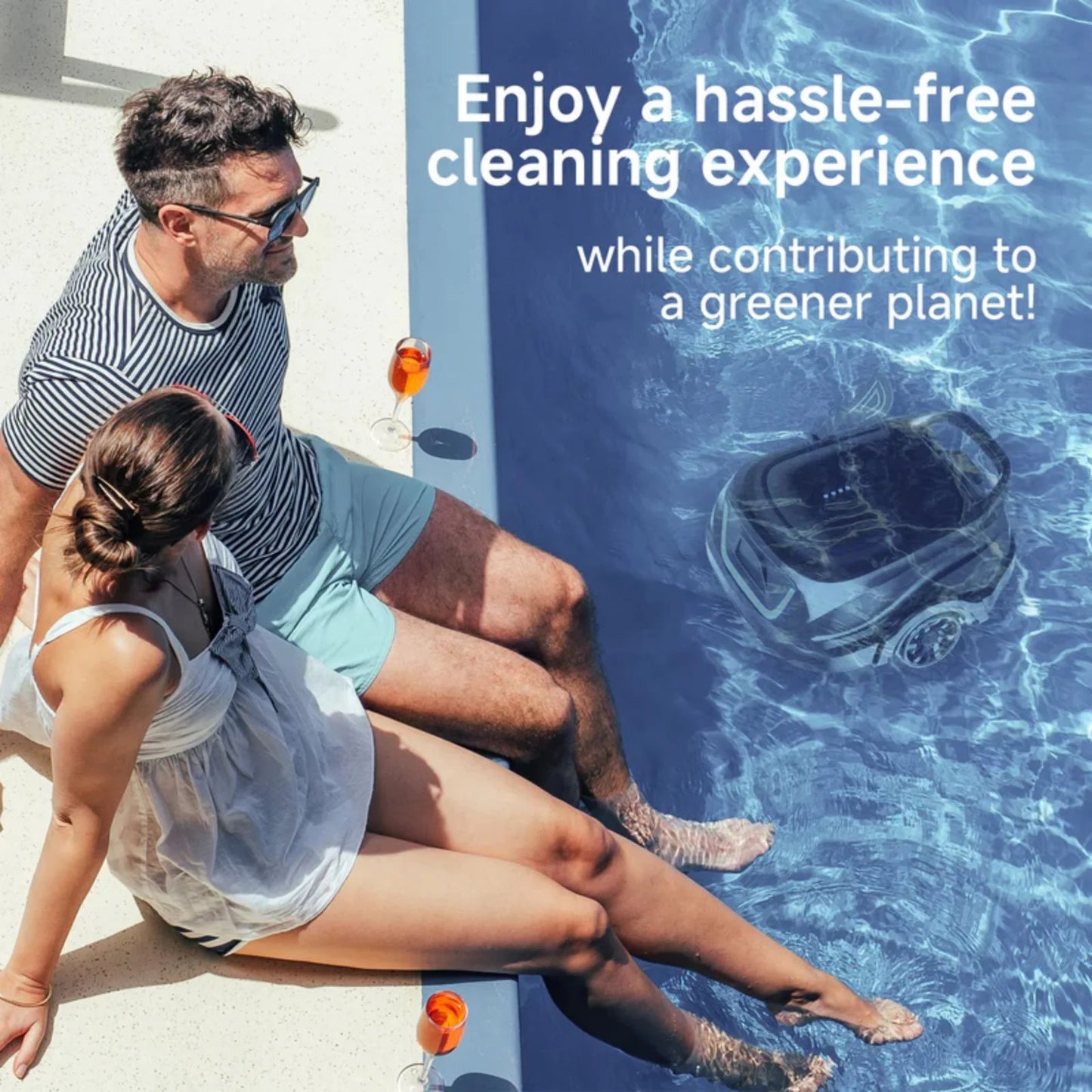 2025 New Upgraded WYBOT A1 Cordless Robotic Pool Vacuum Cleaner - Floor-Only Cleaning for Above Ground Flat-Bottom Pools (Up to 1,076 sq. ft), 120-Min Runtime, Black Green
