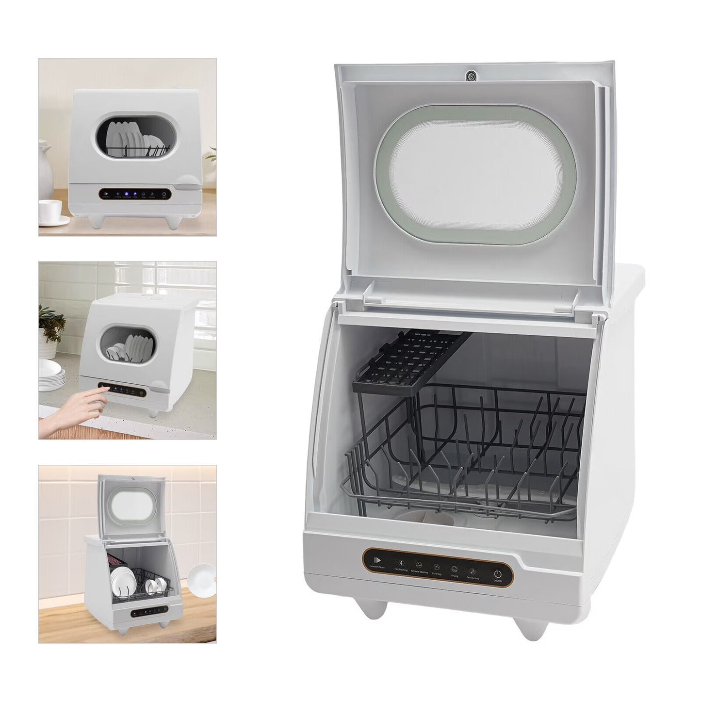 1200W mini Portable Countertop Dishwasher 360�� Rotating Deep Cleaning Dishwasher