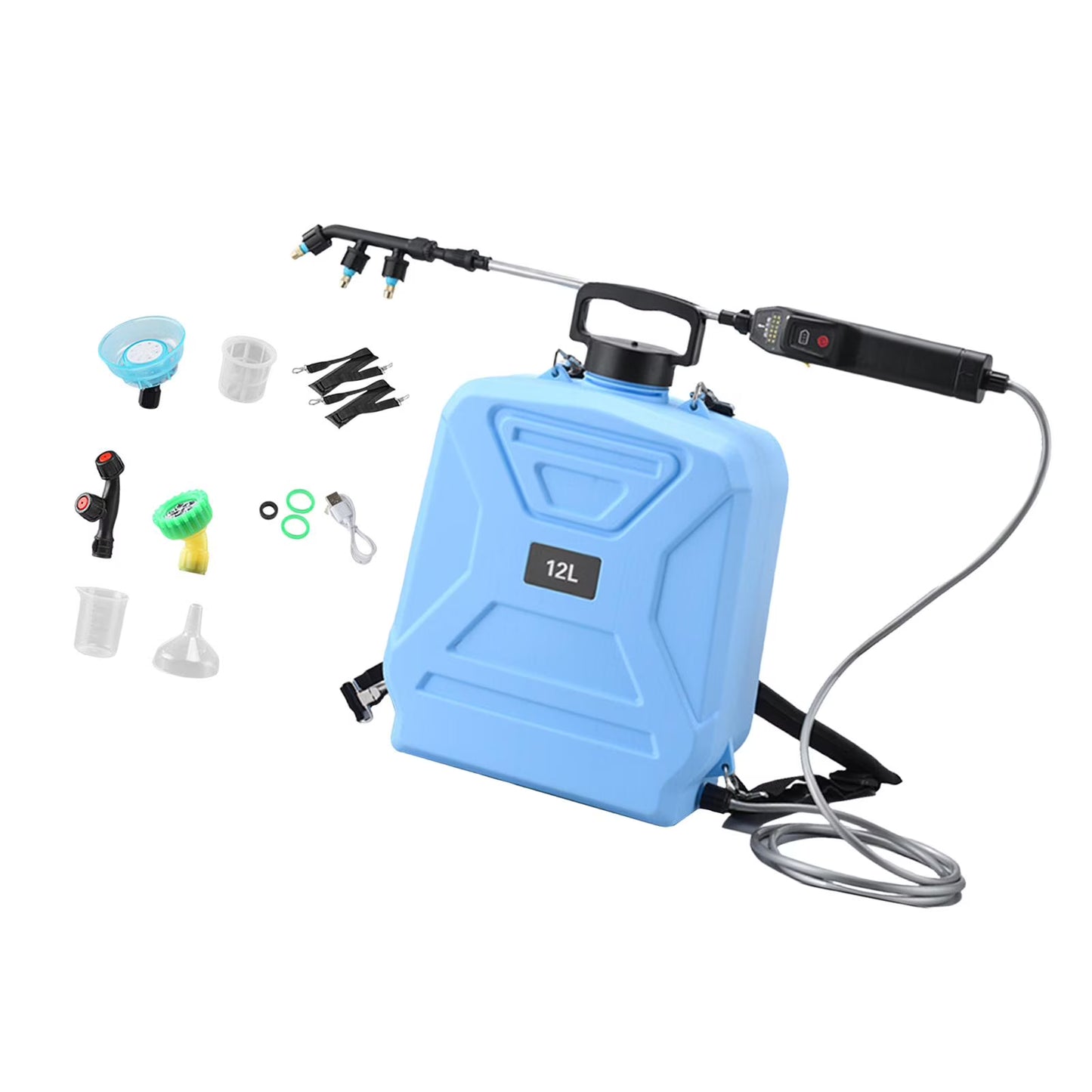 simhoa Garden Electric Sprayer 2 Spray Speed 12L Practical Comfortable Handle, Retractable Water Sprayer for Gardening Cleaning Green