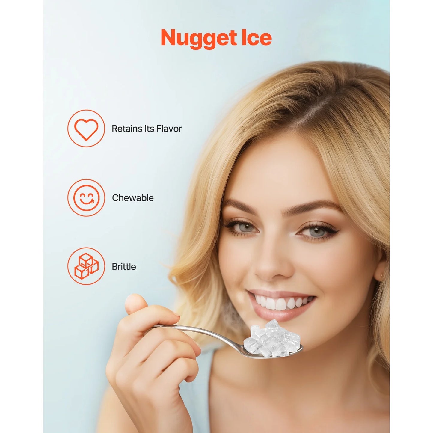 KFFKFF Nugget Ice Maker Countertop Portable Countertop Ice Maker 37lbs/24H Self-Cleaning with Ice Scoop & Drip Tray
