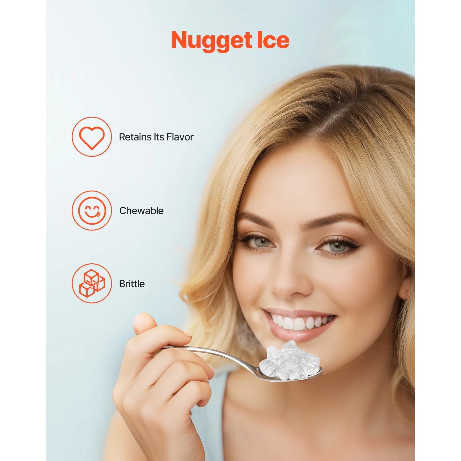 KFFKFF Nugget Ice Maker Countertop Portable Countertop Ice Maker 37lbs/24H Self-Cleaning with Ice Scoop & Drip Tray