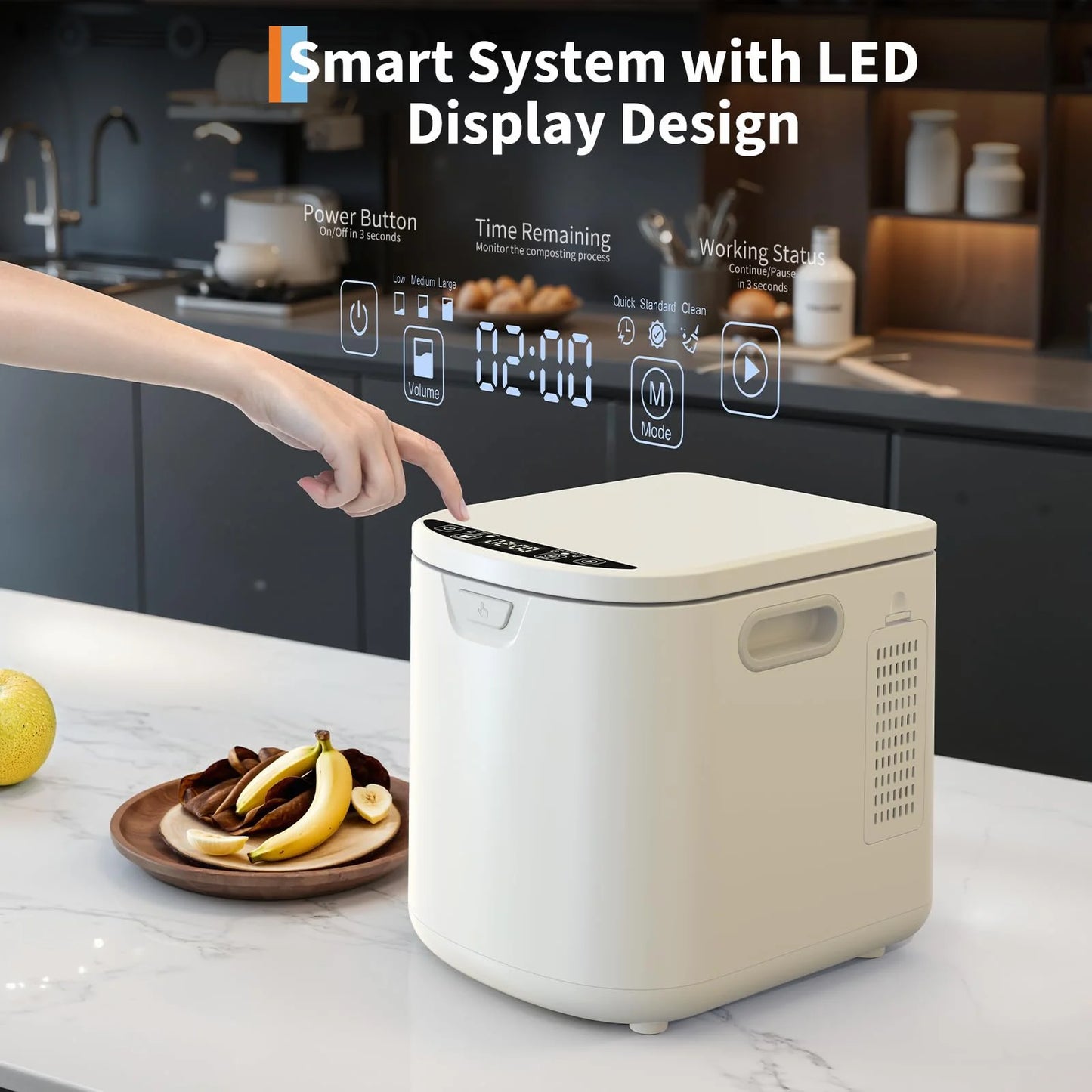 Danolapsi 3.5L Electric Kitchen Composter Smart Odorless Compost Bin Auto-Cleaning,Countertop Food Waste Composting Machine -Fast 4-6H Food Waste to Fertilizer Conversion for Outdoor Use