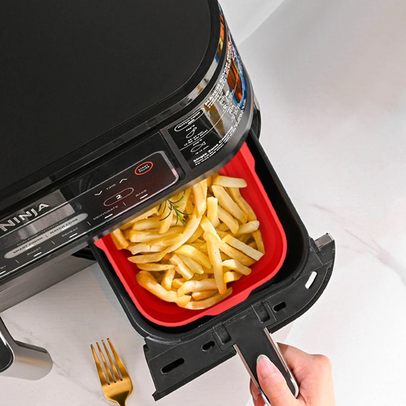 Baking Mat,Foldable Air Fryer Air Fryer Silicone Pot No More Cleaning Basket After Using The Air Fryer -7.7Inch