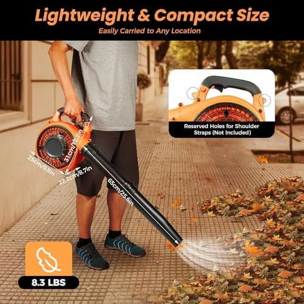 Handheld Gas Blower, 2-Stroke Gas Powered Leaf Blower, 750W 25.4cc Gasoline Grass Sweeper for Lawn Care, Snow Blowing & Yard Cleaning, Heavy Duty Grassland Cleaning Machine