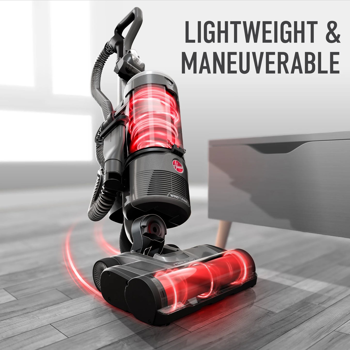 Hoover Windtunnel Swivel Pet Bagless Upright Vacuum, Pet Friendly, Above Floor Cleaning, Swivel Steering, Prevents Hair Wrap, UH77310V, Gray