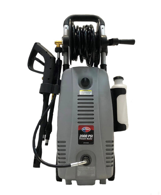 All Power 2000 PSI 1.6 GPM Electric Pressure Washer With Hose Reel for Buildings, Walkway, Vehicles and Outdoor Cleaning, Grey, APW5006