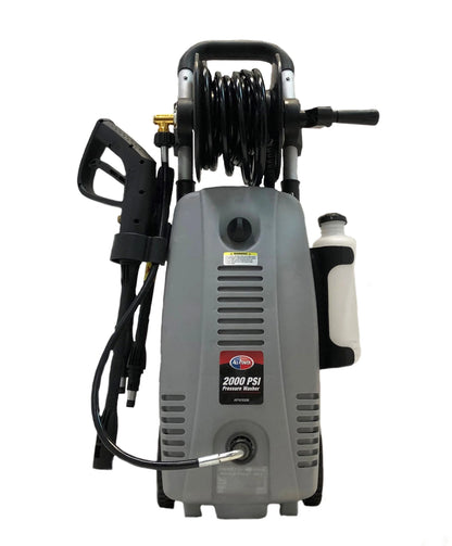 All Power 2000 PSI 1.6 GPM Electric Pressure Washer With Hose Reel for Buildings, Walkway, Vehicles and Outdoor Cleaning, Grey, APW5006
