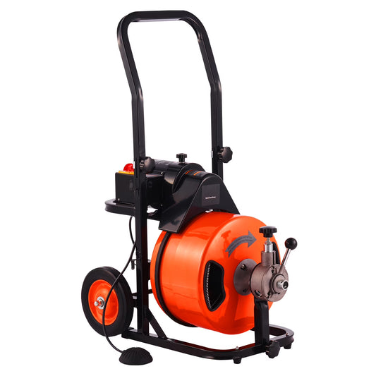 BENTISM Drain Cleaning Machine 75 ft x 3/8 in Electric Drain Auger Drain Cleaner Machine Auto Feed