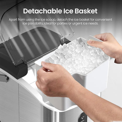 Auseo Nugget Ice Maker Countertop, Ready in 6 Mins ,35Lbs Each day with Self-Cleaning,Portable Sonic Ice Machine for Home/Office/Bar, Black