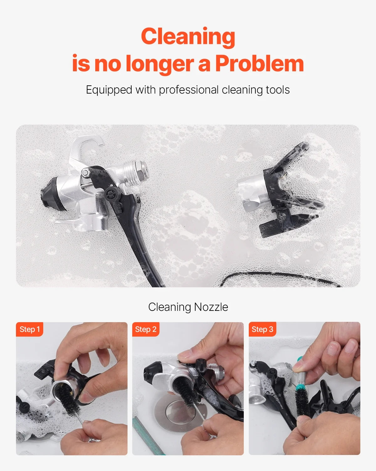VEVOR Stand Airless Paint Sprayer, 650W High Efficiency Airless Sprayer, 3000PSI Electric Paint Sprayer Machine Extension Rod and Cleaning Kits for Interior and Exterior Furniture/Fence/Home/House