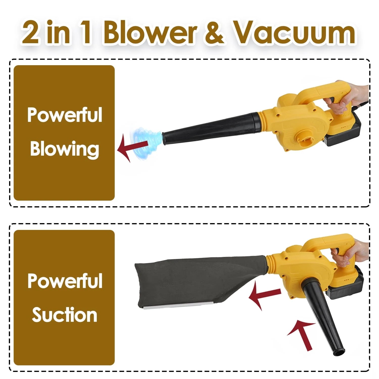 Mini Electric Leaf Blower Cordless, Doosl 2-in-1 Leaf Blower & Vacuum with 2 Battery and Charger for Yard Cleaning Snow Blowing
