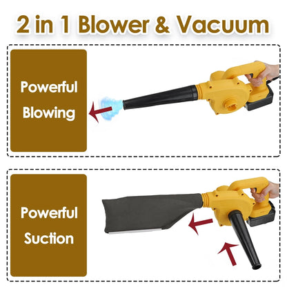 Mini Electric Leaf Blower Cordless, Doosl 2-in-1 Leaf Blower & Vacuum with 2 Battery and Charger for Yard Cleaning Snow Blowing