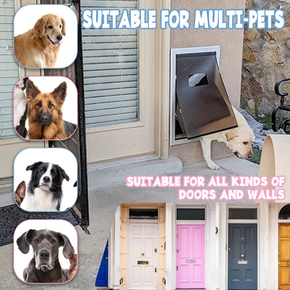 SHZOND Large Dog Door Aluminum Dog Doors W/Extra-Large Flap 17.5" W x 27.7" H Doggie Doors for Large Dog Up to 220lbs