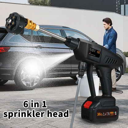 Eccomum 6-in 1 Spray Cordless Power Washer 60Bar 300W High Power Washer Machine with Rechargeable Battery for Car Fence Floor Cleaning Watering