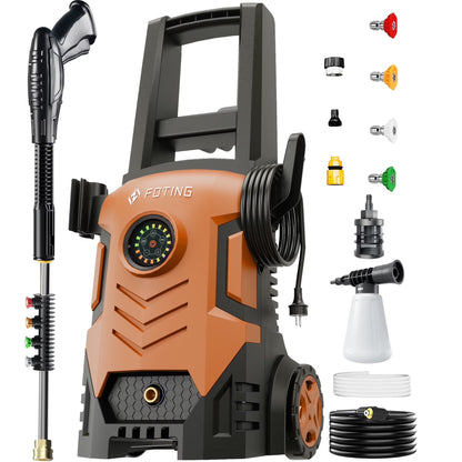 2025upgraded Electric Pressure Washer with Touch Screen, 5000PSI Max 3.3GPM��Adjustable 8 Level,4 Quick Connect Nozzles, Inlet Hose & Filter& Foam Cannon for Cars/Fences/Driveways/Home Cleaning