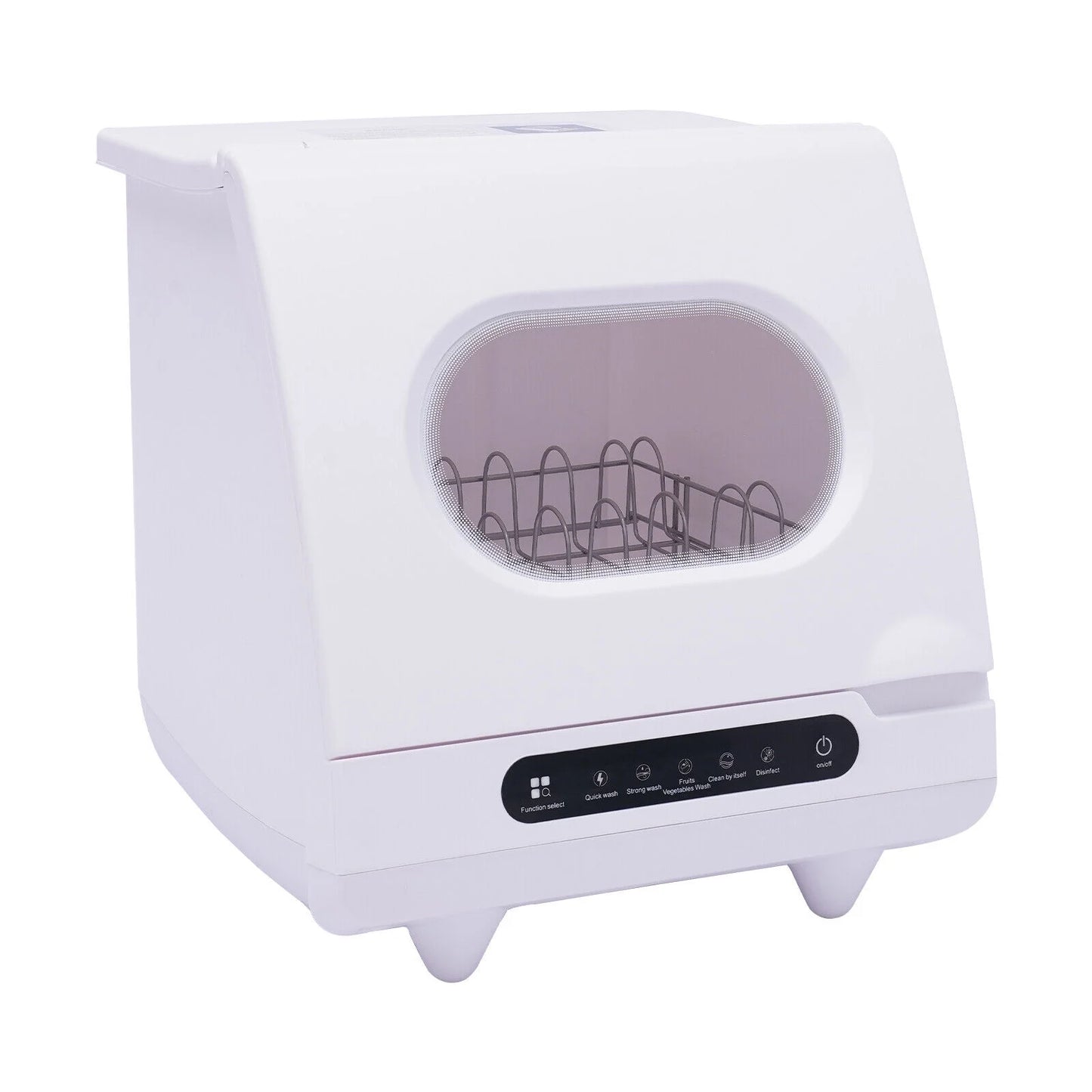 FETCOI Countertop Dishwasher, Compact Countertop 360Streak-Free Deep Cleaning Dishwasher Tableware Dishwashing 5 Washing Programs Automatic Portable Dish Washing Machine with Dish Rack White