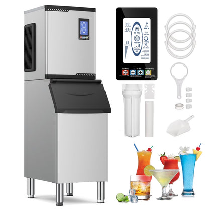 QAUSOU Commercial Ice Maker Machine Large Capacity 360 LBS 600 LBS/24H with Self Cleaning Function