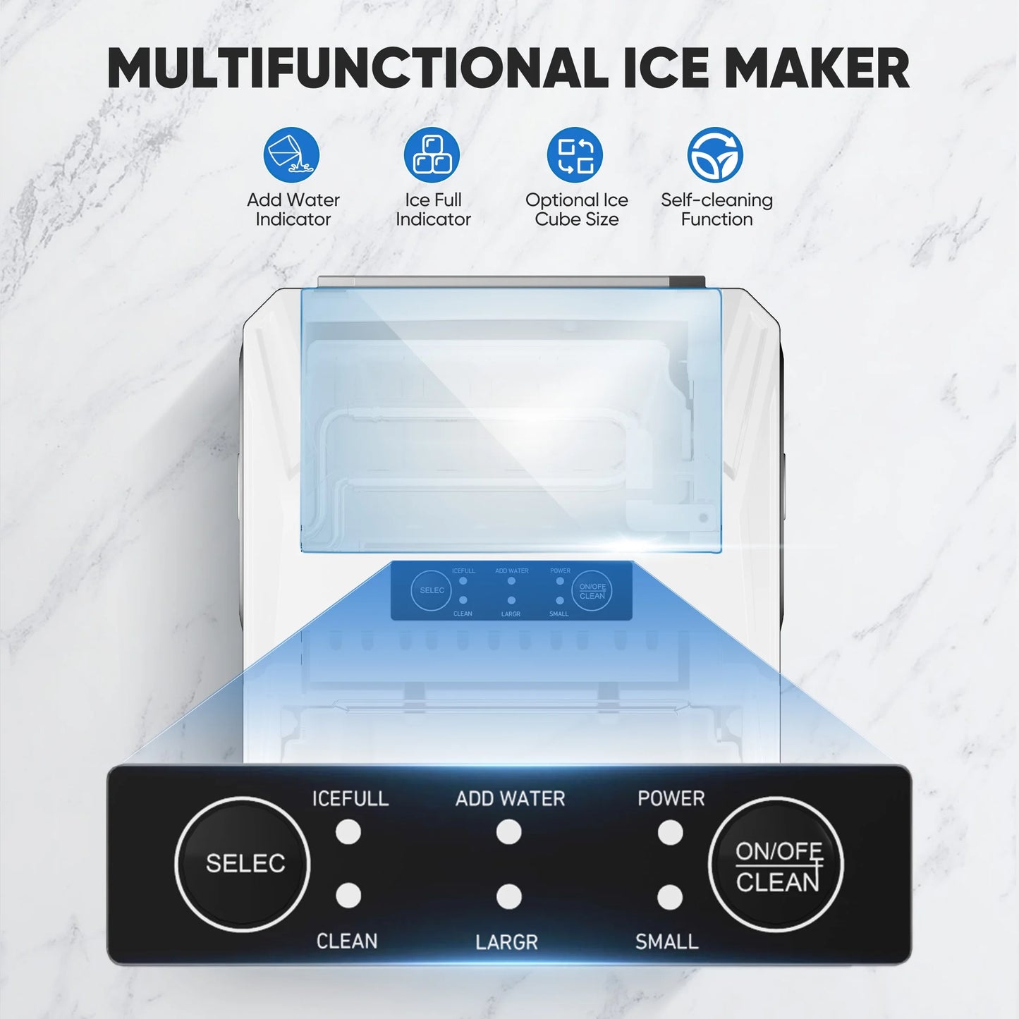 ZUNMOS Countertop Ice Maker,9 Cubes in 6 Minutes, Self-Cleaning, with Ice Basket & Scoop, Black