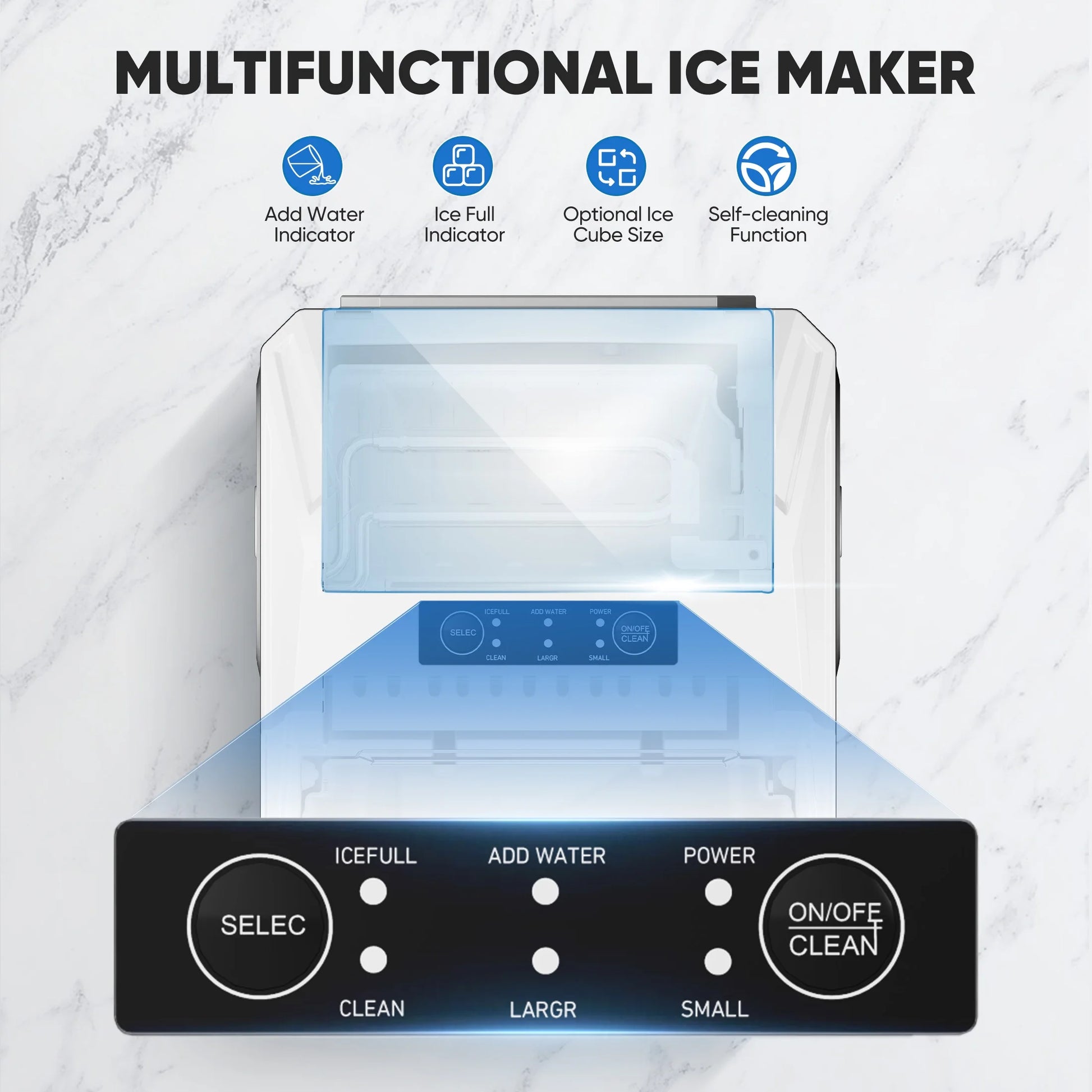ZUNMOS Countertop Ice Maker,9 Cubes in 6 Minutes, Self-Cleaning, with Ice Basket & Scoop, Black
