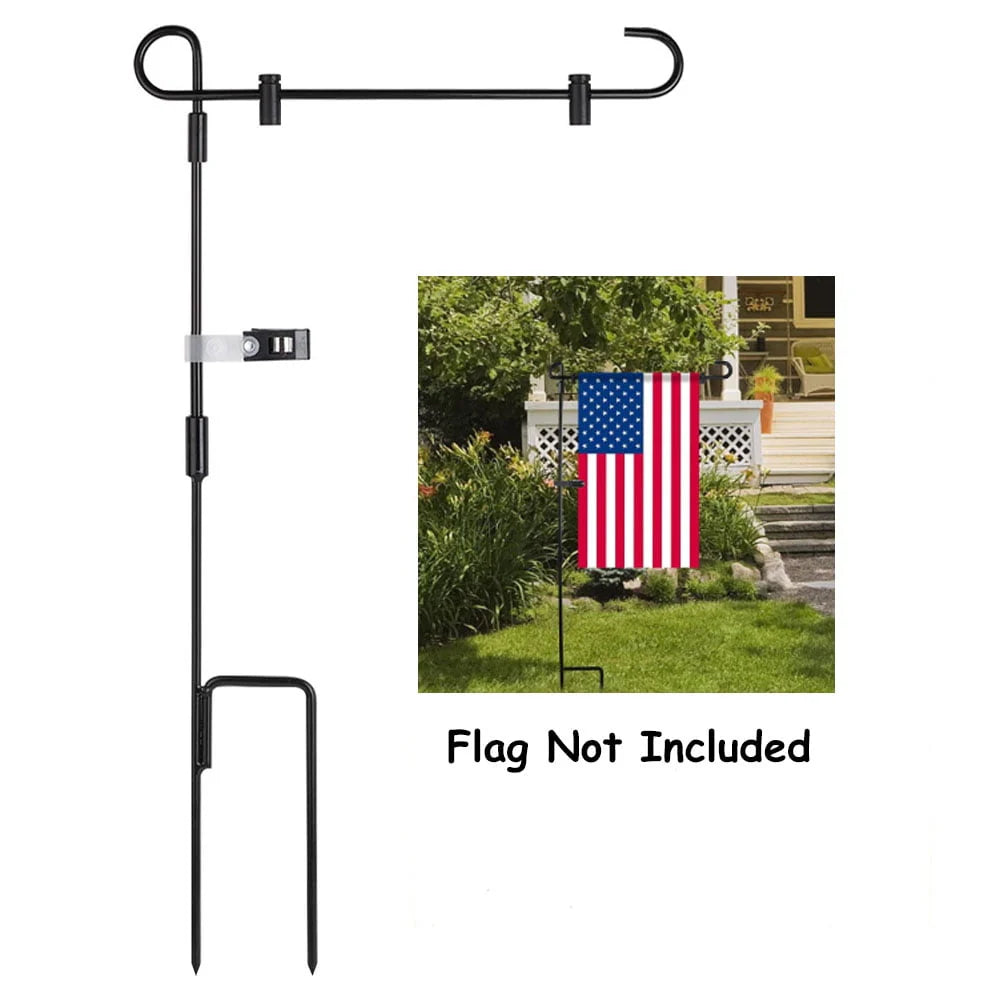 SHARE&CARE Garden Flag Stand, Garden Flag Pole Holder with one Tiger Clip and two Spring Stoppers for Garden and Home Decoration 12 x 18 Inches without flag