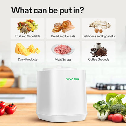 VIVOSUN 4L Electric Composter for Kitchen Indoor, Smart Compost Machine for Countertop, Odorless/Auto-Cleaning/3 Modes/Intelligent LED Display, Mill Composter Kitchen Bin Food Recycler, Black